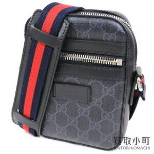 Gucci GG Supreme Messenger Bag Gray Black Web Strap